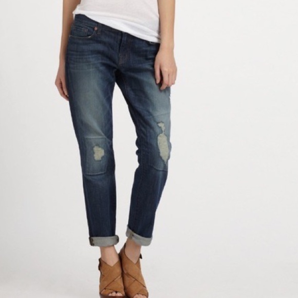 J Brand Aiden Bigtime‎ low rise distressed boyfriend jeans blue